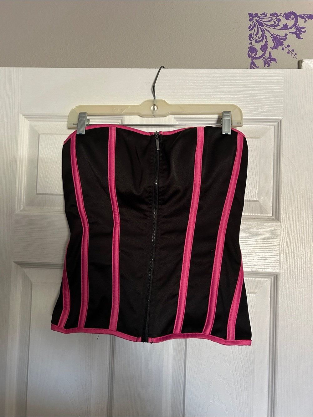 Charlotte Russe Black Strapless Top with Pink Trim
